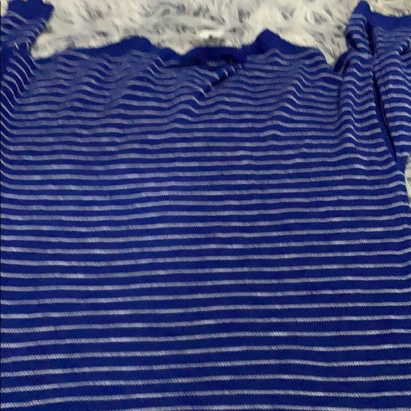 Blue and white stripped, mid-sleeve, sweater. - Picture 2 of 4